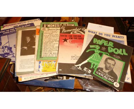 Quantity of vintage sheet music inc. ''What Do You Want'', ''It Had To Be You'' and ''My Old Man's A Dustman'' etc