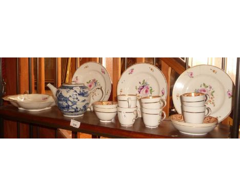 Chinese blue and white teapot (A/F), Crown Derby plates and dish (A/F), Victorian coffee cans and saucers, etc.