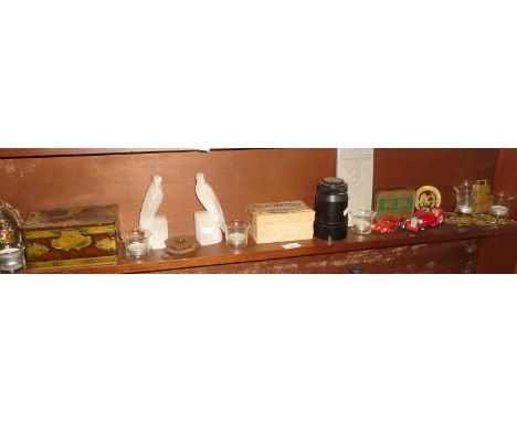 Miscellaneous items on one shelf