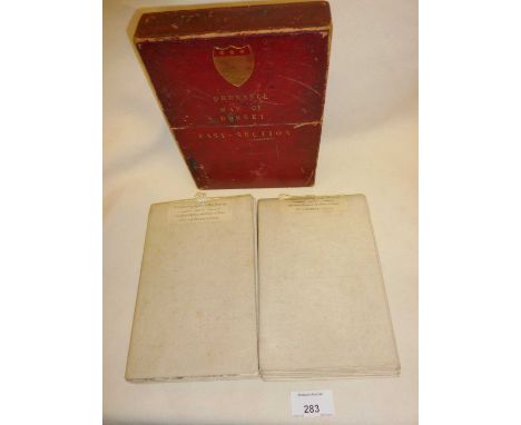 Early 19thc rare linen backed maps in hard case "Ordnance Map of Dorset East Section ". Contents of a NE and SE map marked as