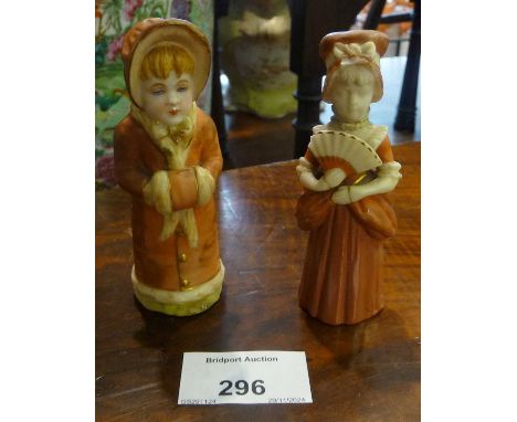 Royal Worcester figure candle snuffer and a similar (a/f) 