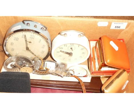 Vintage wrist watches, inc. Timex and Seiko, travel and alarm clocks