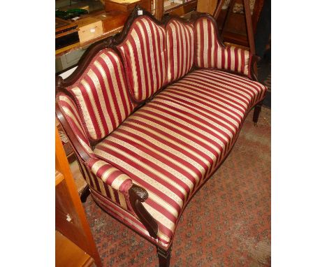 Edwardian mahogany upholstered three seater drawing room sofa