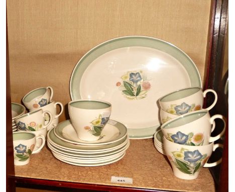 Susie Cooper Gentian pattern tea and dinner ware together with some Dresden Sprays dessert bowls