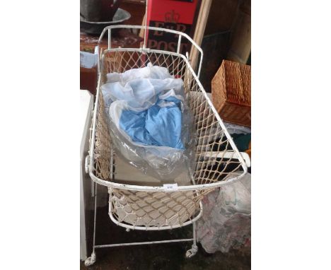 Victorian metal folding child's cot with canopy 