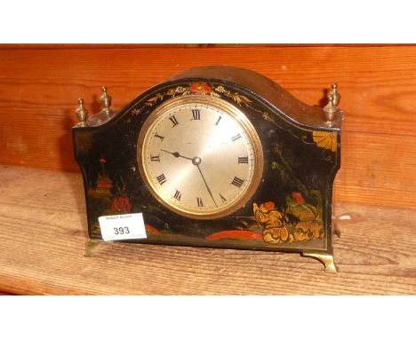 Edwardian chinoiserie lacquered mantle clock with French movement