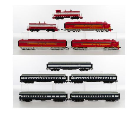 MTH Model Train O Scale Frisco Assortment  (8) items including a #308 locomotive with tender, a #2010 locomotive with tender,