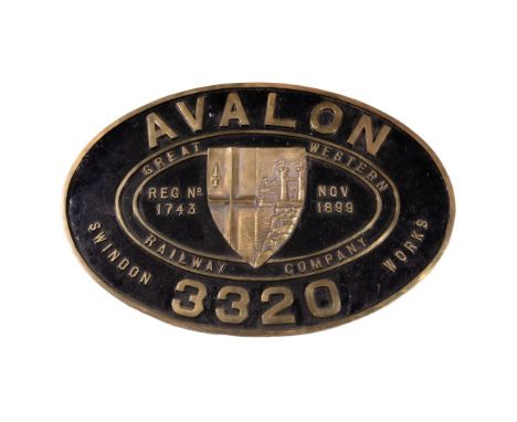 GWR Brass Combine Worksplate AVALON 3320 4-4-0 Bulldog Class  Possible reproduction, originally numbered 3332, built November