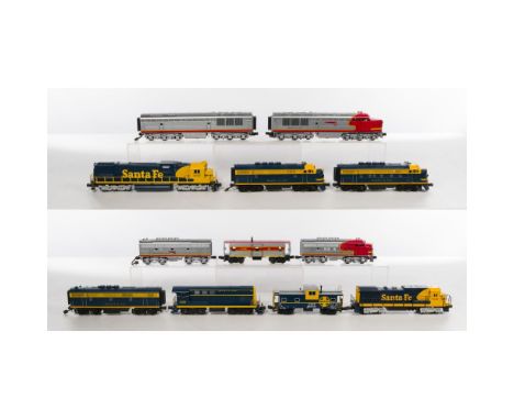 MTH Model Train O Scale Santa Fe Assortment  (10) items including a #16 locomotive with tender, a #90 locomotive with tender,