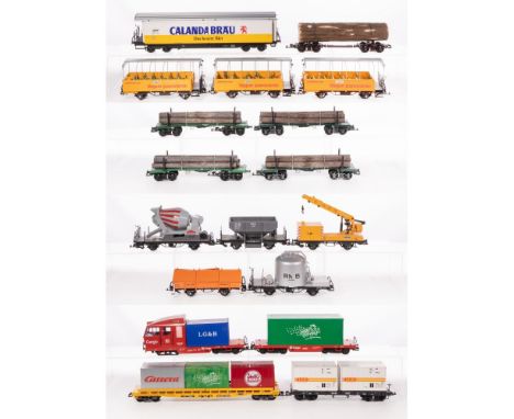 LGB Lehmann Model Train G Scale Car Assortment  (18) items including sight seeing coaches, logging flat cars, rail vehicles a