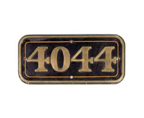 GWR Brass Cabside Numberplate 4044 ex PRINCE GEORGE 4-6-0  Built 1913, withdrawn 1953  Property from: The Estate of Thomas ('