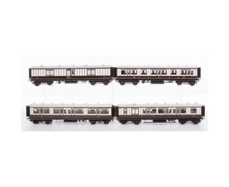 Lawrence Scale Models Model Train O Scale West Coast Joint Stock Carriages Collection  (4) kit built, hand painted carriages 