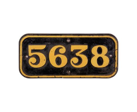 GWR Cast Iron Cabside Numberplate 5638 ex 5600 Class 0-6-2T  Built 1925, withdrawn 1964  Property from: The Estate of Thomas 