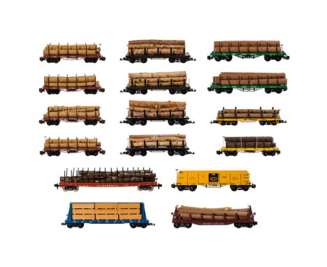 Model Train G Scale Car Assortment  (16) items including a Delton Victor Gold Mining Co. gondola #352, a Charles Ro Georgia P