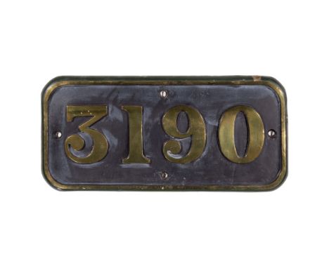 GWR Brass Cabside Numberplate 3190 ex 3150 Class 2-6-2T  Built 1908, withdrawn 1958, stamping on rim  Property from: The Esta