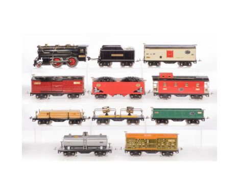 MTH Model Train G Scale Tinplate Traditions Train Set  (10) items including a #10-1222-1 New York Central 2-4-0 steam locomot