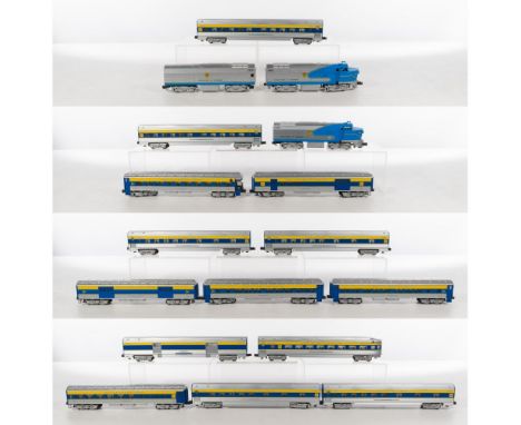 Williams Model Train O Scale Delaware &amp; Hudson Assortment  (15) items including a 3-piece Baldwin sharknose ABA set havin