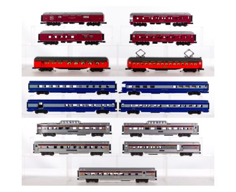 K-Line Model Train O Scale Car Assortment  (15) items including a Canadian Pacific vista dome, a vista dome observation, (2) 