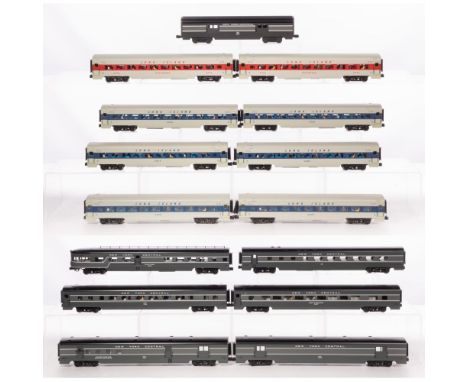 K-Line Model Train O Scale Car Assortment  (15) items including the New York Central Sandy Creek #10634 locomotive and (5) ca