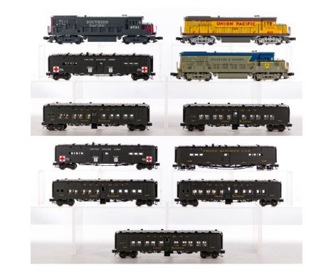 Weaver Model Train O Scale Locomotive and Train Car Assortment  (11) items, (3) U25B diesel locomotives including Delaware &a