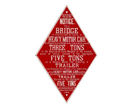 Great Northern Railway Warning Sign  Diamond shape cast iron Kings Cross Bridge notice sign having a red field with raised wh