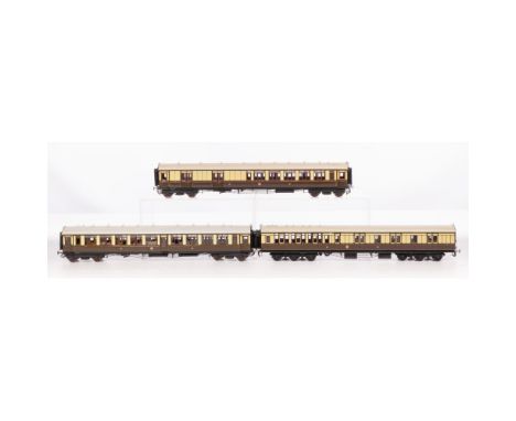 Lawrence Scale Models Model Train O Scale Carriage Assortment  (3) items including a GWR Third Class coach #3278 signed 'P.K.