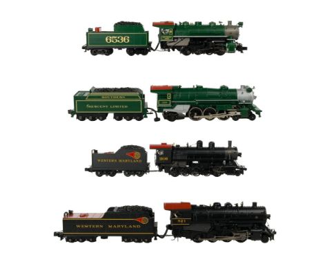 MTH Model Train O Scale Steam Locomotive with Tender Assortment  (4) items including a Western Maryland 2-8-0 locomotive #821