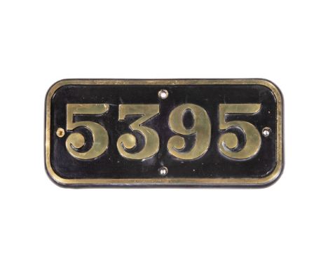 GWR Brass Cabside Numberplate 5395 ex 4300 Class 2-6-0  Built 1920, withdrawn 1955, stamping on the rim  Property from: The E