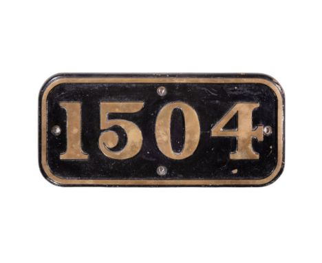 GWR Brass Cabside Numberplate 1504 ex 1500 Class 0-6-0PT  Built 1949, withdrawn 1963, only ten locomotives of this class were
