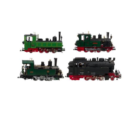 LGB Lehmann Model Train G Scale Steam Locomotive Assortment  (4) items including a #2078 Corpet-Louvet 0-6-0 tank locomotive,