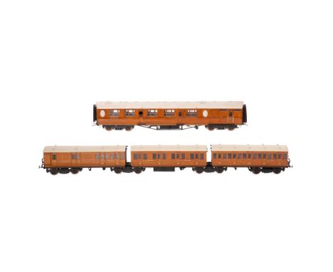 Lawrence Scale Models Model Train O Scale Passenger Car Assortment  (4) kit built cars including a #1147 having a metal tag o