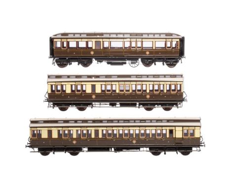 Lawrence Scale Models Model Train O Scale Car Assortment  (3) GWR carriages including #1245, #849 and #790, all signed 'P. K.