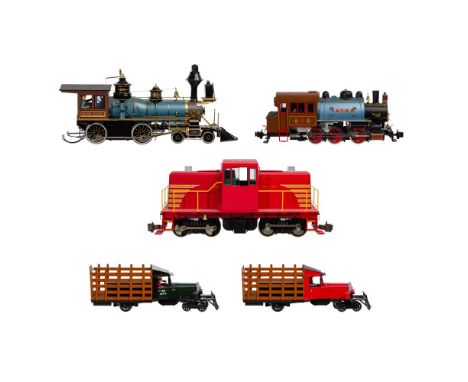 Bachmann Model Train G Scale Collection  (65) items including a Bachmann Spectrum #29204 Whitcomb 50-ton center cab diesel lo