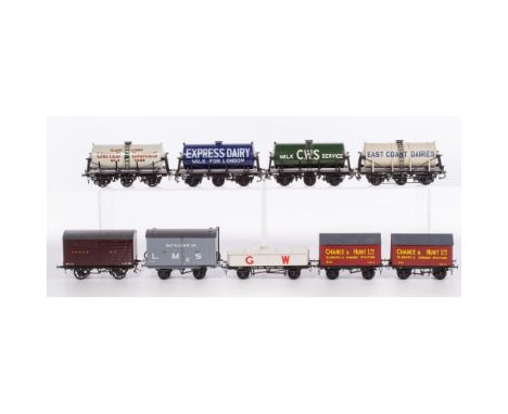 Lawrence Scale Models Model Train O Scale Car Assortment  (9) items including (3) GWR milk tankers #1968, #2054 and #3100, a 