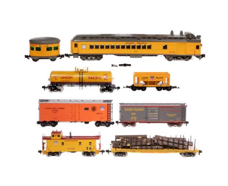 Model Train G Scale Union Pacific Assortment  (8) items including an Aristo-Craft 2000 #M-41 baggage car / coach and a #501 '