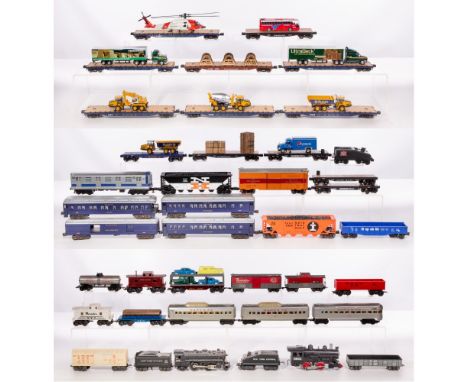 Model Train O Scale Assortment  Including train cars, cabooses, passenger cars and flatbeds, made out of tin and plastic  Pro