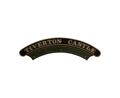 Nameplate TIVERTON CASTLE 4-6-0 GWR Castle Class  Numbered 5041, built June 30, 1935, withdrawn December 31, 1963, right side