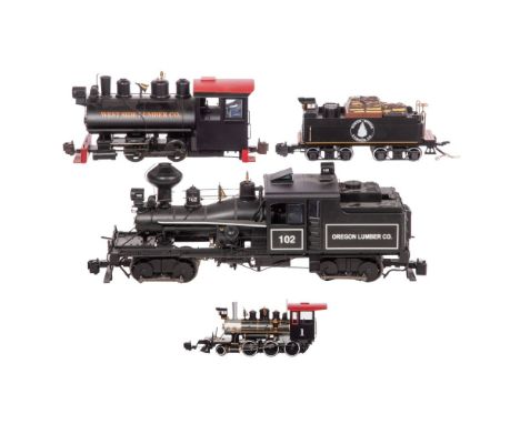 Bachmann Model Train G Scale Spectrum Steam Locomotives  (4) items including a 2-truck Heisler 4-0-4T Oregon Lumber steam eng