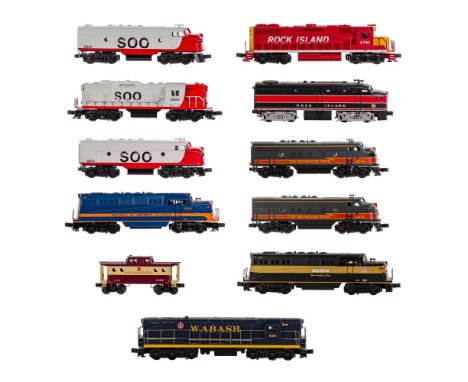 Williams Model Train O Scale Assortment  (9) items including a Milwaukee Road F3 AA powered with dummy #2378 diesel locomotiv