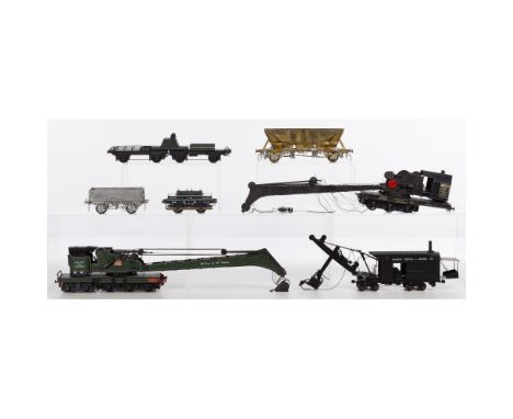 Die-Cast Metal Model Train O Scale Assortment  (6) items including a #2 Salisbury crane car with tender/wagon signed on botto