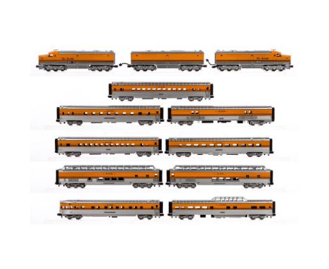 MTH Model Train O Scale Rio Grande Assortment  (11) items including a #6003 locomotive, a #6011 locomotive with tender, a Gle