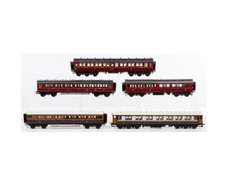 Model Train O Scale Passenger Car Assortment  (5) items including a #10964 LMS, a #227 LYR, a #384 Great Western, a #57 M&amp