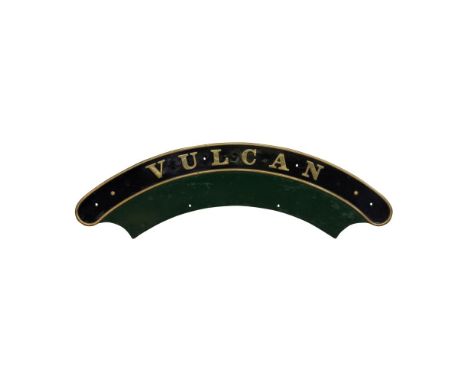 Nameplate VULCAN 4-4-0 GWR Bulldog Class  Originally numbered 3330, renumbered 3318, built 1908, withdrawn 1934, left side pl