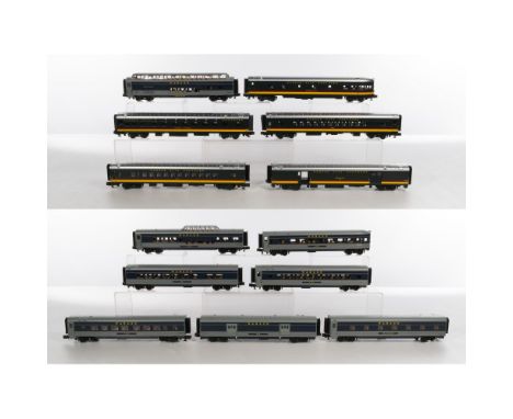 MTH Model Train O Scale Passenger Car Assortment  (13) items, (8) Wabash cars including a baggage car, a coach cars, baggage,