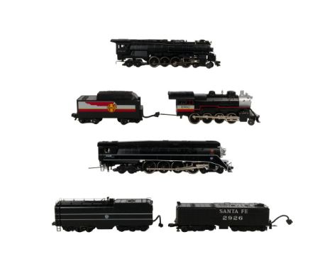 MTH Model Train O Scale Santa Fe Locomotive and Tender Assortment  (3) items including a 4-8-4 GS-4 steam locomotive #4449 wi