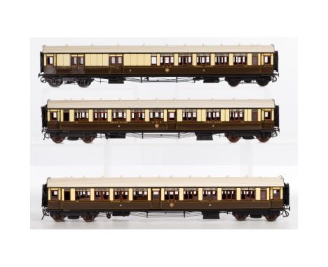 Model Train O Scale Great Western Passenger Car Assortment  (3) hand painted items including #3289, #3470 and #7639, all unma