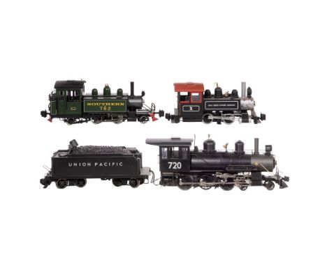 Bachmann Model Train G Scale Locomotive and Tender Assortment  (4) items including a Union Pacific 2-8-0 steam locomotive wit