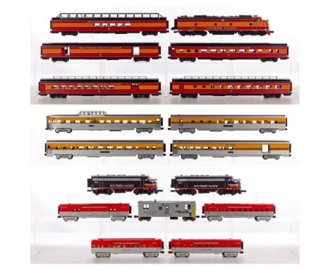 K-Line Model Train O Scale Assortment  (16) items including a #K-25881 Southern Pacific Black Widow F-7 AA diesel locomotive 