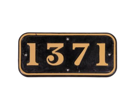 GWR Cast Iron Cabside Numberplate 1371 ex 1366 Class 0-6-0PT  Built 1934, withdrawn 1960  Property from: The Estate of Thomas