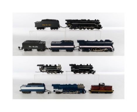 MTH Model Train O Scale Locomotive and Tender Assortment  (6) items including a #30-1114LP Texas and Pacific L-3 steam locomo